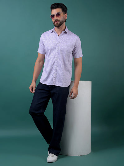 Purple Floral Print Shirt-Men Shirts-Crimsoune Club
