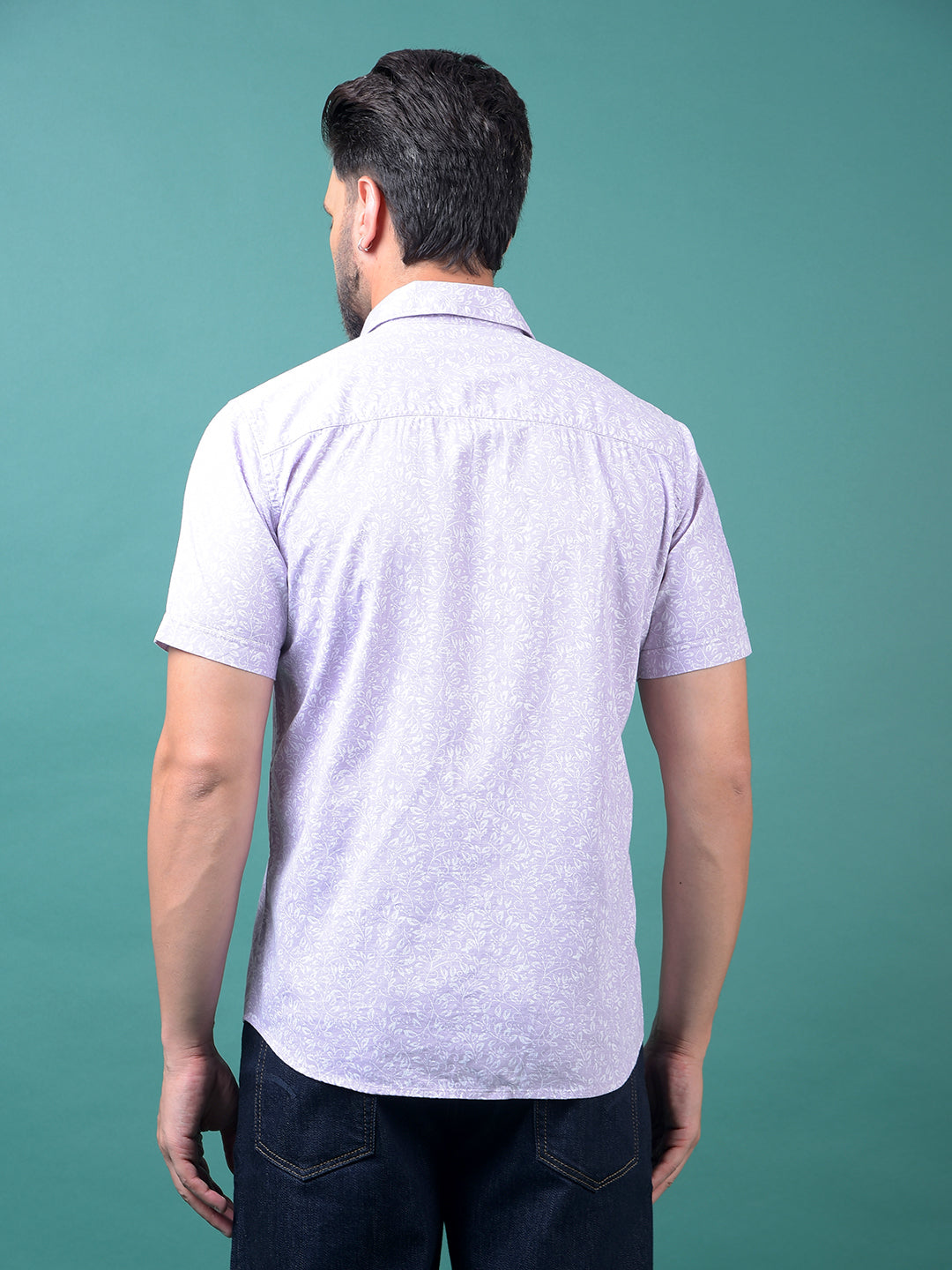 Purple Floral Print Shirt-Men Shirts-Crimsoune Club