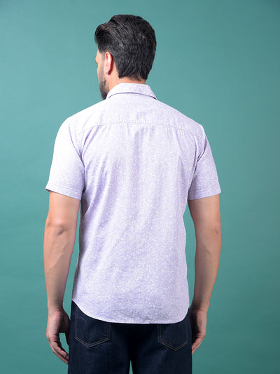 Purple Floral Print Shirt-Men Shirts-Crimsoune Club