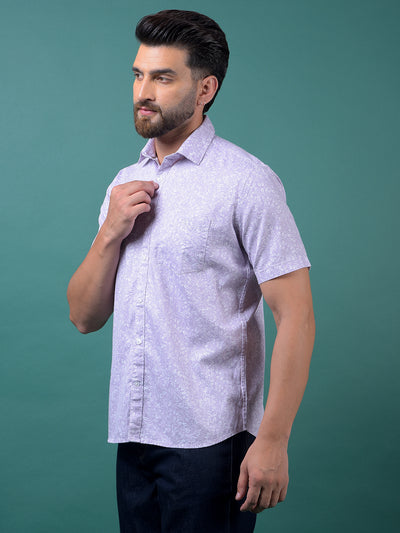 Purple Floral Print Shirt-Men Shirts-Crimsoune Club