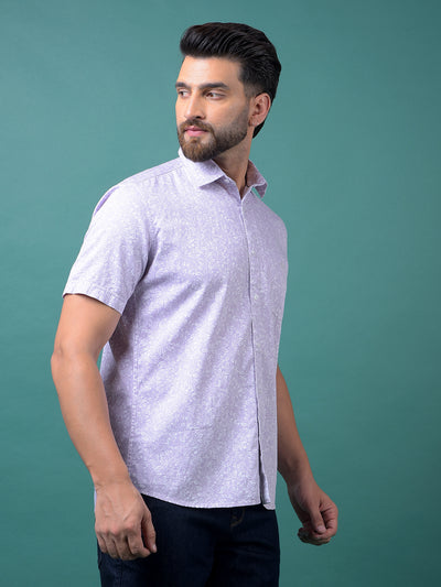 Purple Floral Print Shirt-Men Shirts-Crimsoune Club
