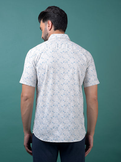 Blue Floral Print Shirt-Men Shirts-Crimsoune Club