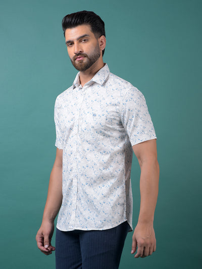 Blue Floral Print Shirt-Men Shirts-Crimsoune Club