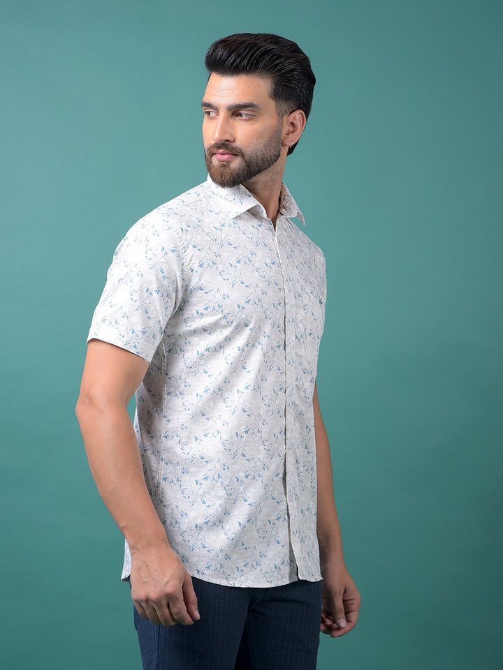 Blue Floral Print Shirt-Men Shirts-Crimsoune Club