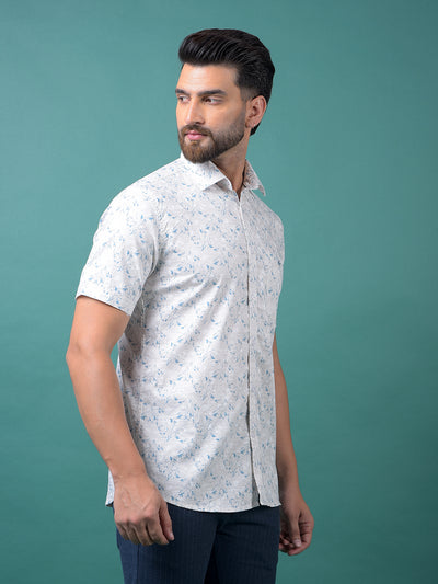 Blue Floral Print Shirt-Men Shirts-Crimsoune Club
