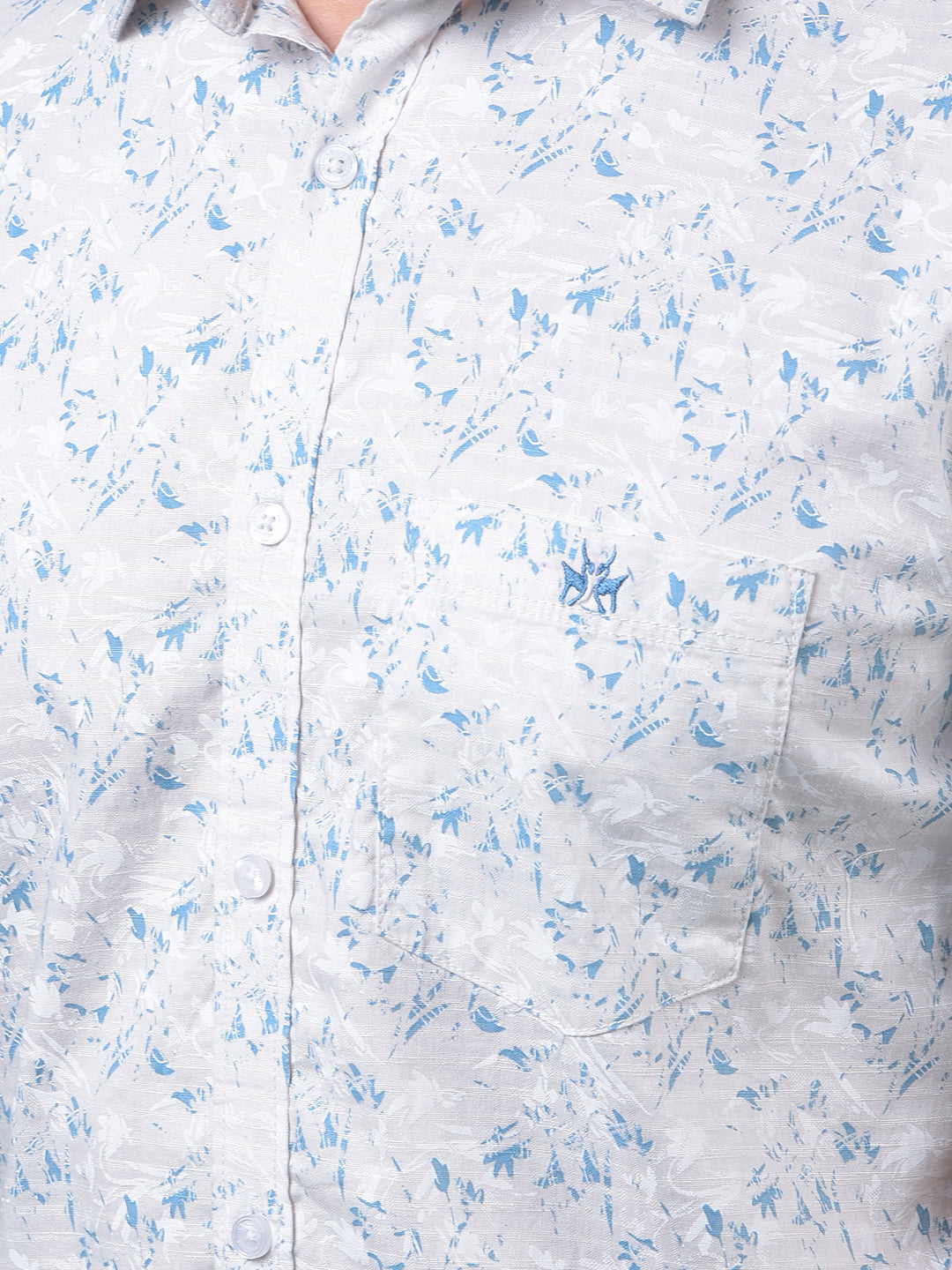 Blue Floral Print Shirt-Men Shirts-Crimsoune Club