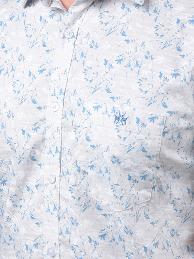 Blue Floral Print Shirt-Men Shirts-Crimsoune Club