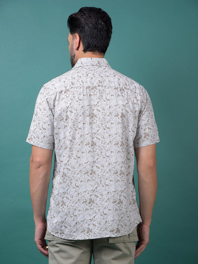 Grey Floral Print Shirt-Men Shirts-Crimsoune Club