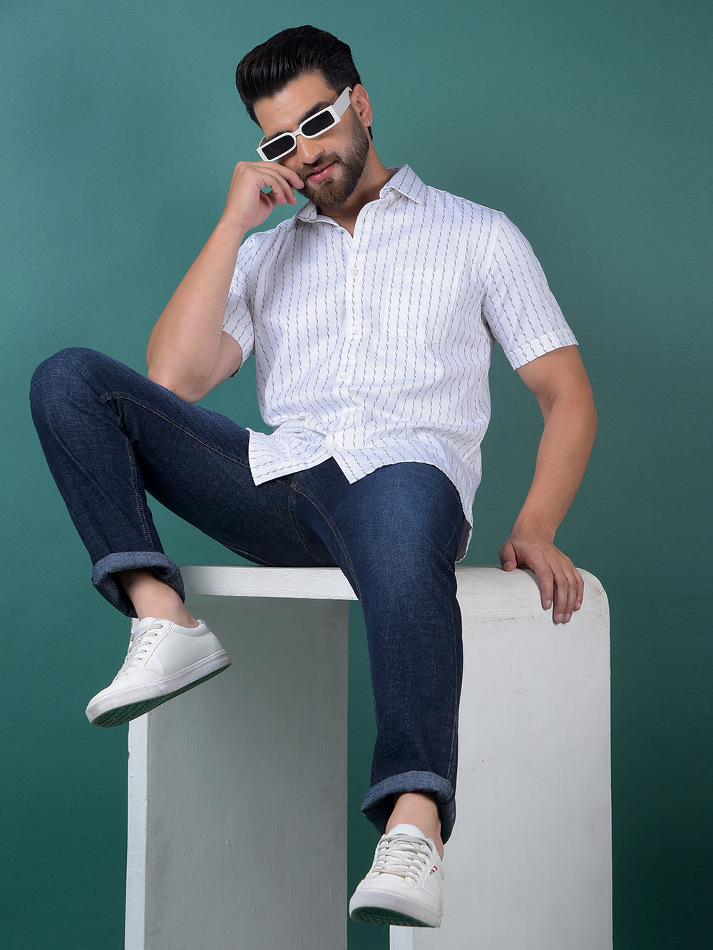 White Printed Shirt-Men Shirts-Crimsoune Club