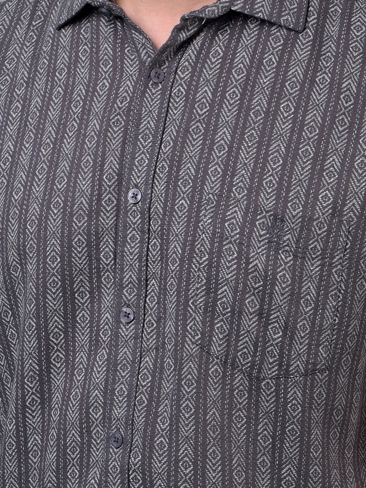 Navy Blue Printed Shirt-Men Shirts-Crimsoune Club