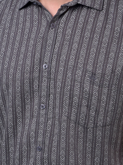 Navy Blue Printed Shirt-Men Shirts-Crimsoune Club