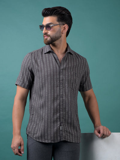 Navy Blue Printed Shirt-Men Shirts-Crimsoune Club