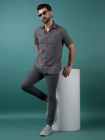Navy Blue Printed Shirt-Men Shirts-Crimsoune Club