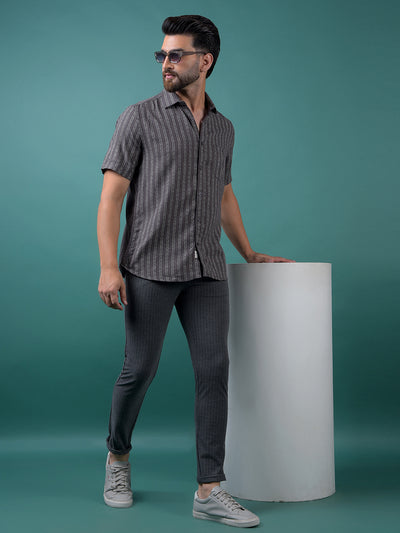 Navy Blue Printed Shirt-Men Shirts-Crimsoune Club