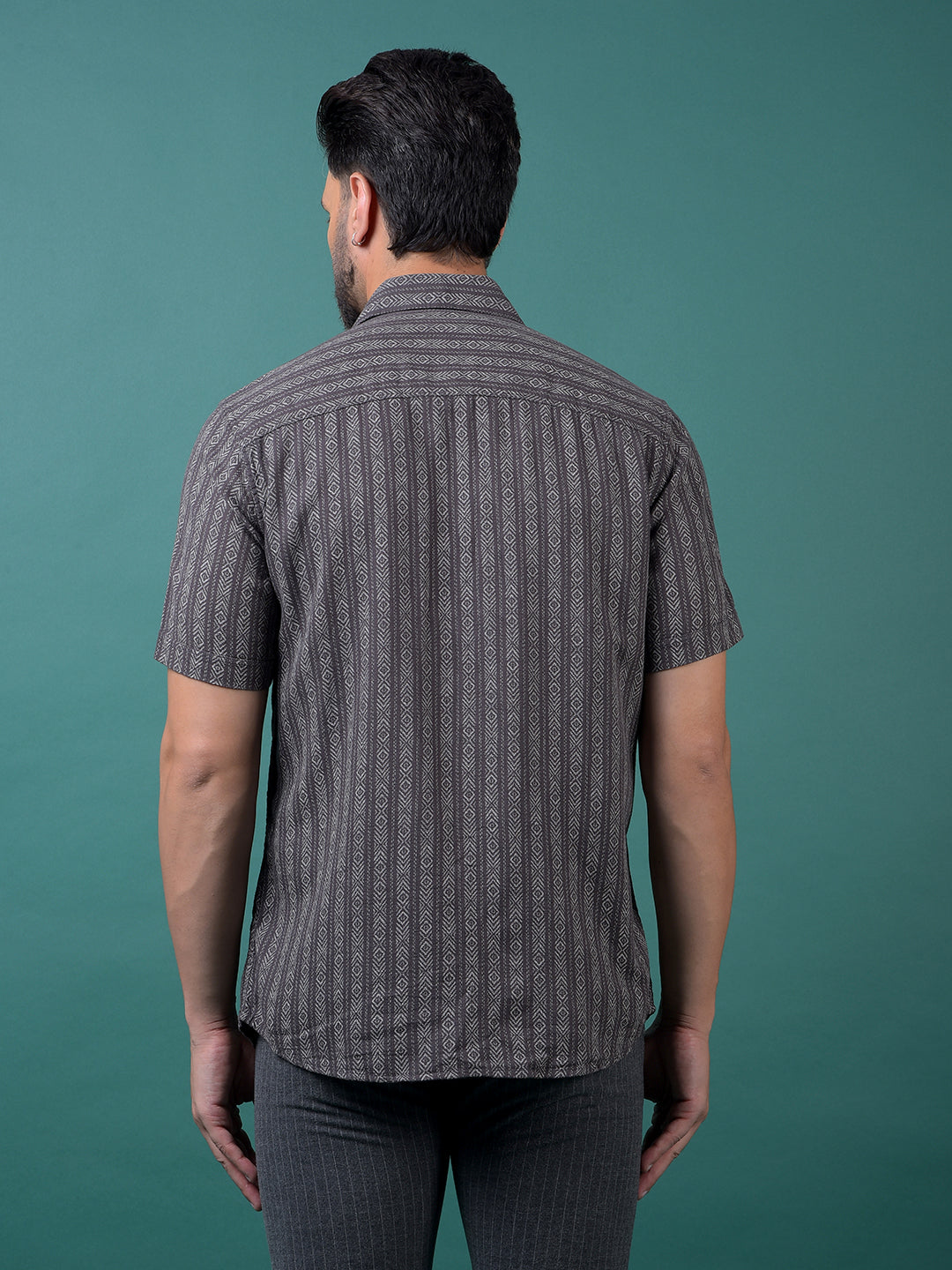 Navy Blue Printed Shirt-Men Shirts-Crimsoune Club