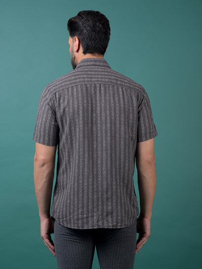 Navy Blue Printed Shirt-Men Shirts-Crimsoune Club