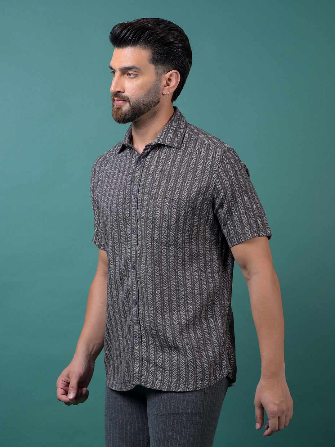 Navy Blue Printed Shirt-Men Shirts-Crimsoune Club