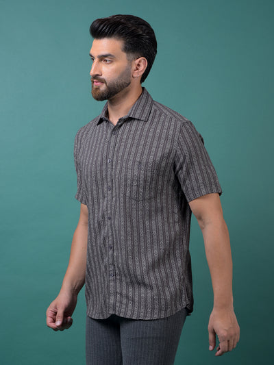 Navy Blue Printed Shirt-Men Shirts-Crimsoune Club