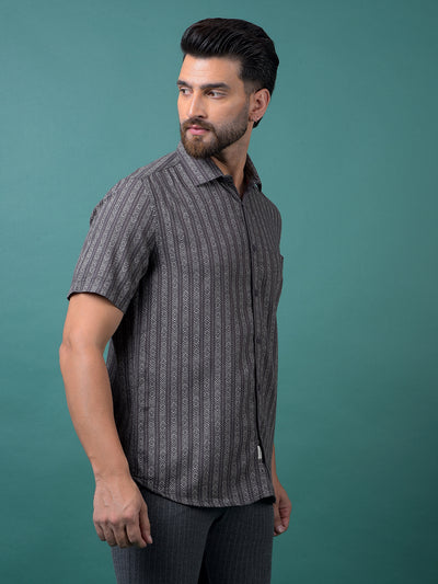 Navy Blue Printed Shirt-Men Shirts-Crimsoune Club