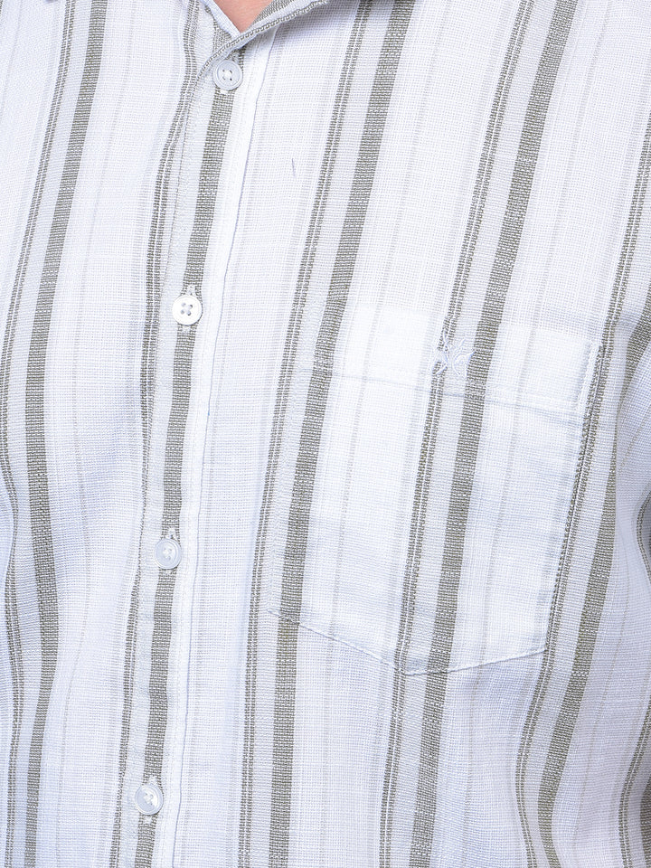 White Vertical Stripes 100% Cotton Shirt-Men Shirts-Crimsoune Club