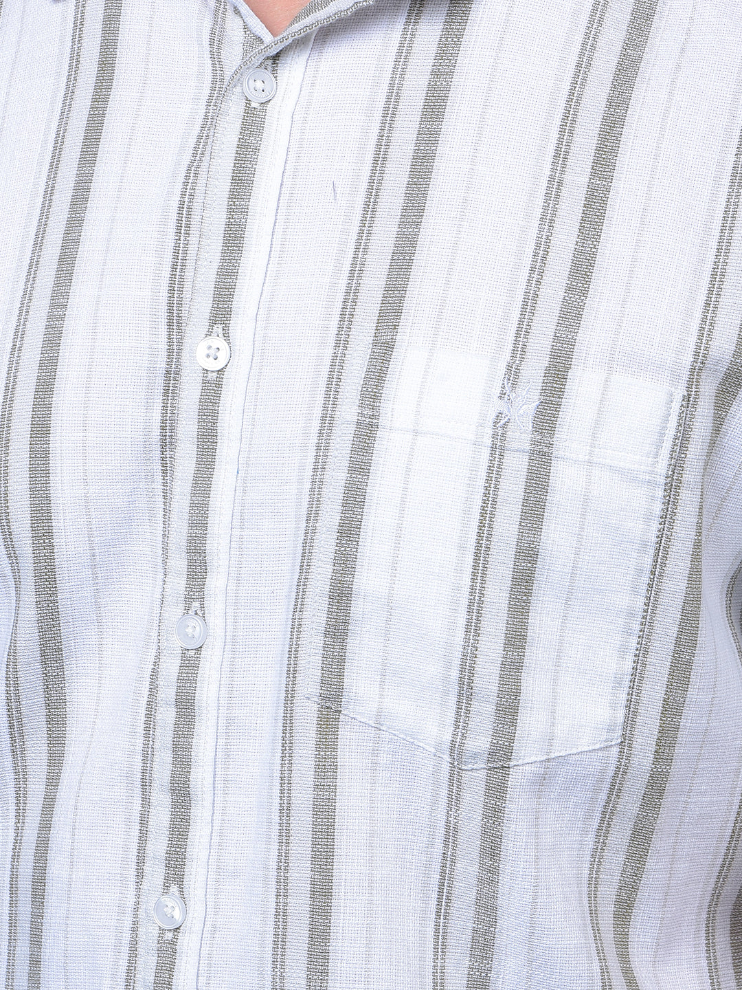 White Vertical Stripes 100% Cotton Shirt-Men Shirts-Crimsoune Club