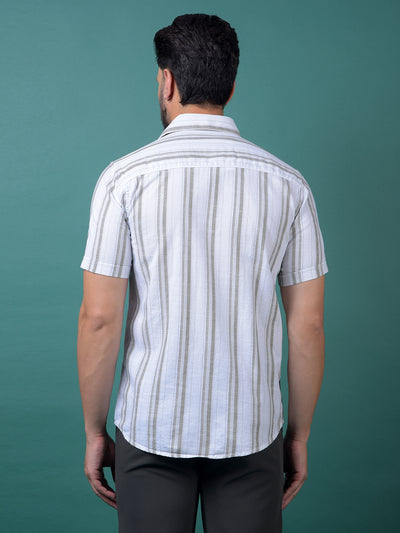 White Vertical Stripes 100% Cotton Shirt-Men Shirts-Crimsoune Club