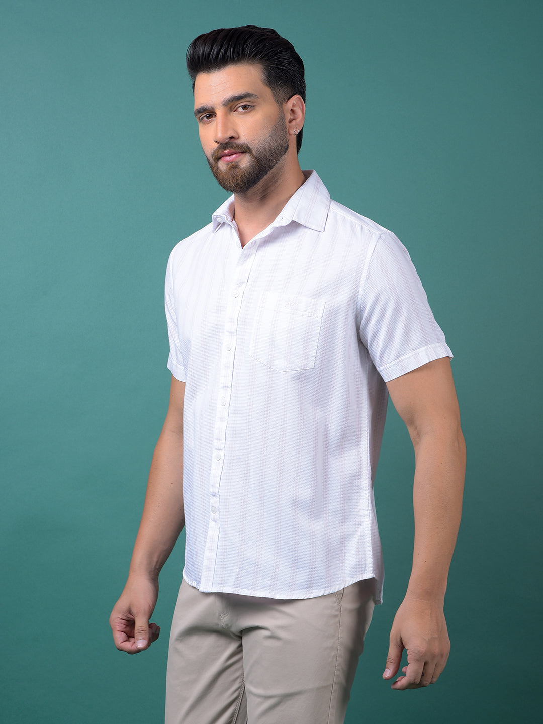 Pink Vertical Stripes 100% Cotton Shirt-Men Shirts-Crimsoune Club