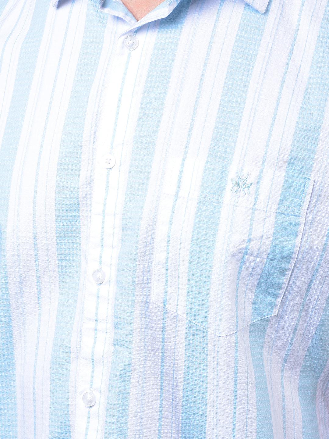 Blue Vertical Stripes 100% Cotton Shirt-Men Shirts-Crimsoune Club