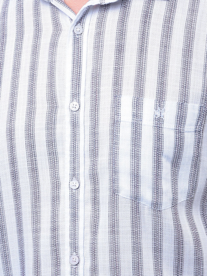 White Vertical Stripes 100% Cotton Shirt-Men Shirts-Crimsoune Club