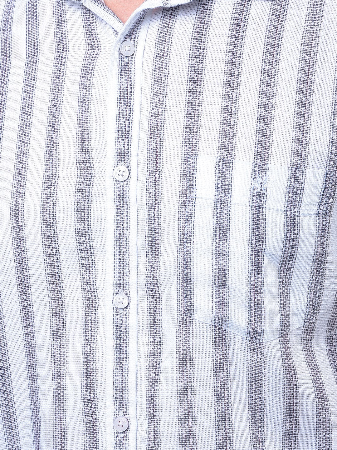 White Vertical Stripes 100% Cotton Shirt-Men Shirts-Crimsoune Club