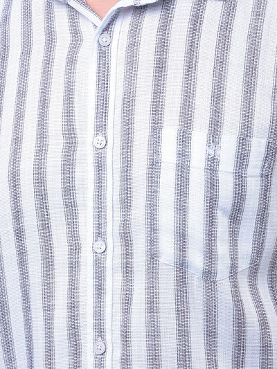White Vertical Stripes 100% Cotton Shirt-Men Shirts-Crimsoune Club