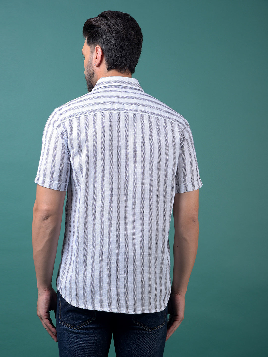 White Vertical Stripes 100% Cotton Shirt-Men Shirts-Crimsoune Club