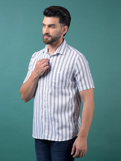 White Vertical Stripes 100% Cotton Shirt-Men Shirts-Crimsoune Club