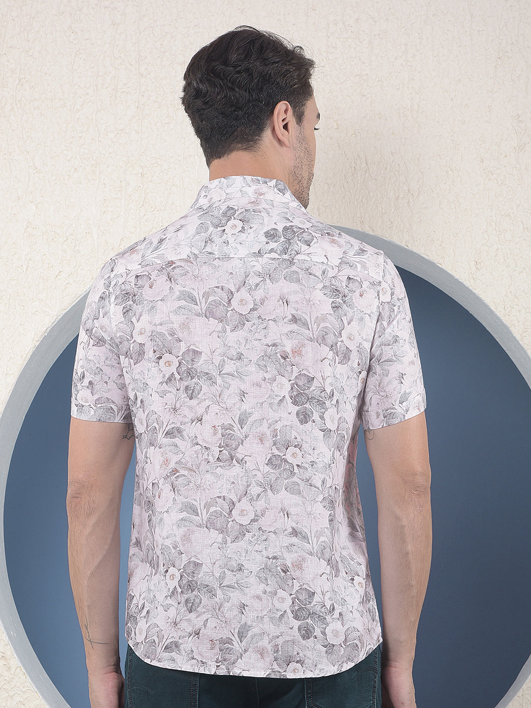 Printed Linen Green Shirt-Men Shirts-Crimsoune Club