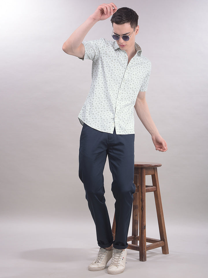 Green Floral Print Shirt-Men Shirts-Crimsoune Club