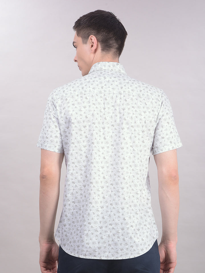 Green Floral Print Shirt-Men Shirts-Crimsoune Club