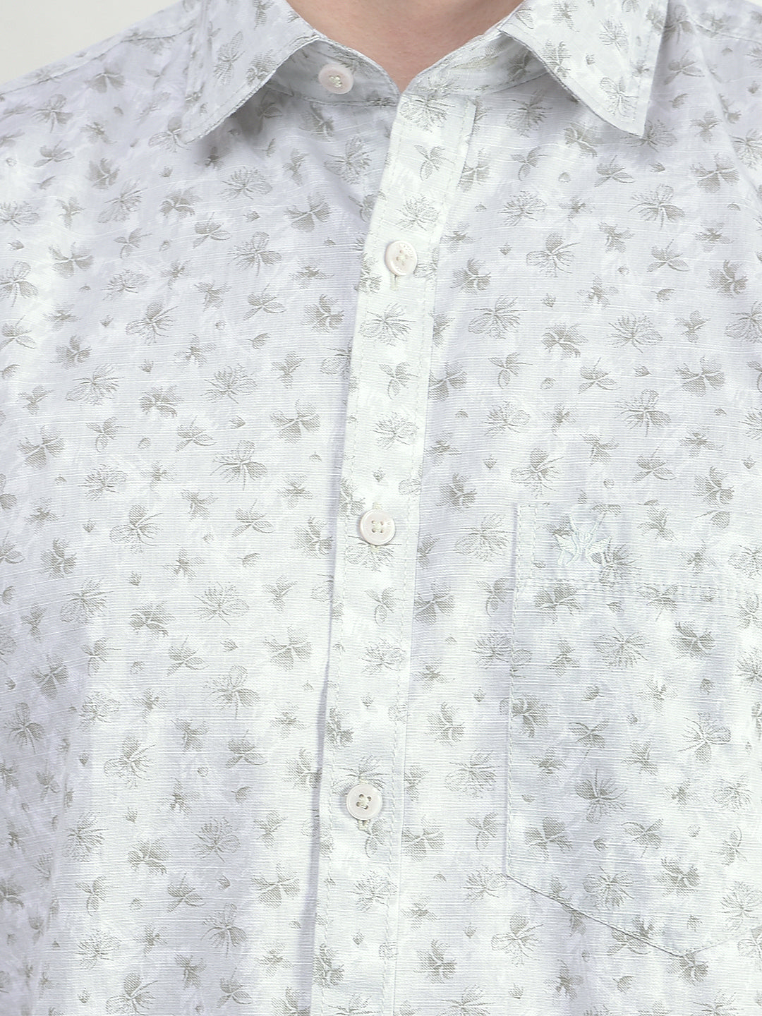 Green Floral Print Shirt-Men Shirts-Crimsoune Club