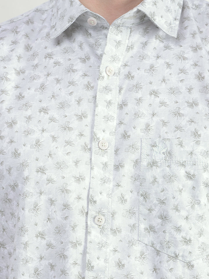 Green Floral Print Shirt-Men Shirts-Crimsoune Club