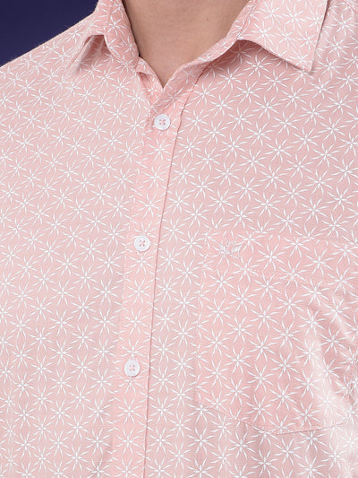 Peach Floral Printed Shirt-Men Shirts-Crimsoune Club