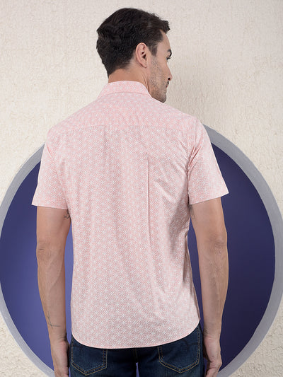 Peach Floral Printed Shirt-Men Shirts-Crimsoune Club