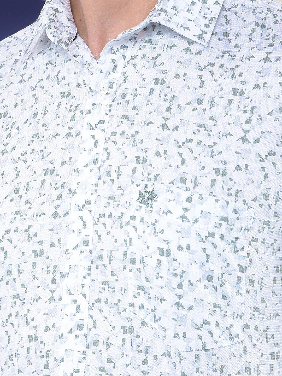 White Printed 100% Cotton Shirt-Men Shirts-Crimsoune Club