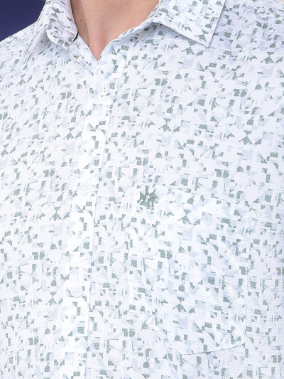 White Printed 100% Cotton Shirt-Men Shirts-Crimsoune Club