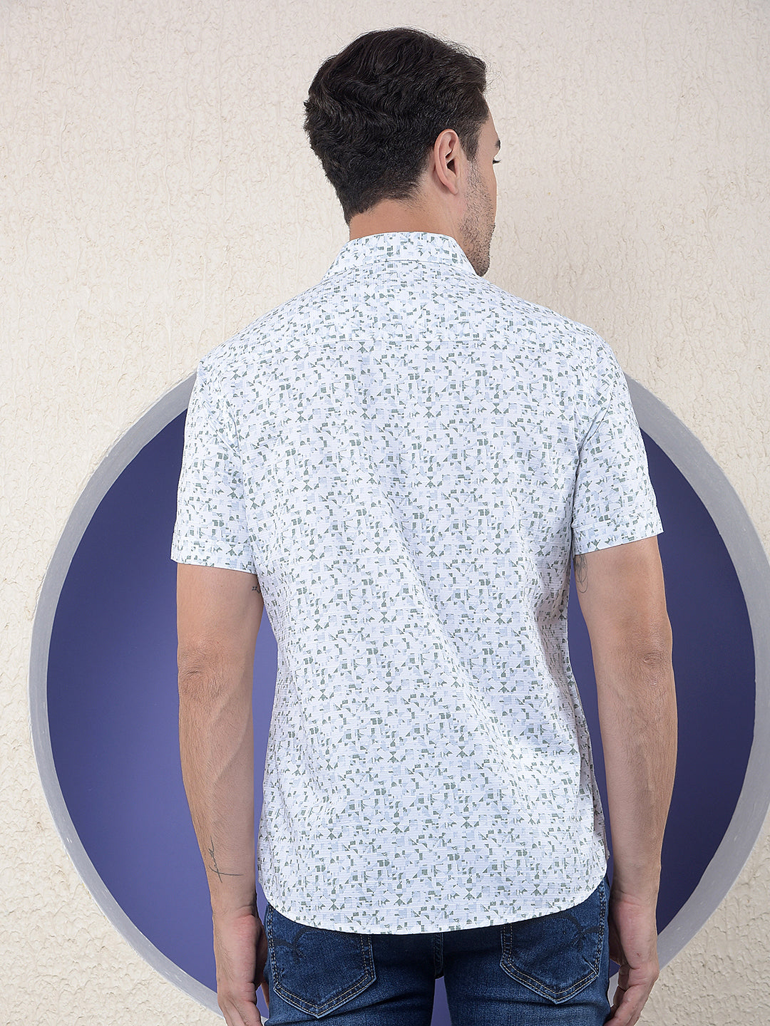 White Printed 100% Cotton Shirt-Men Shirts-Crimsoune Club