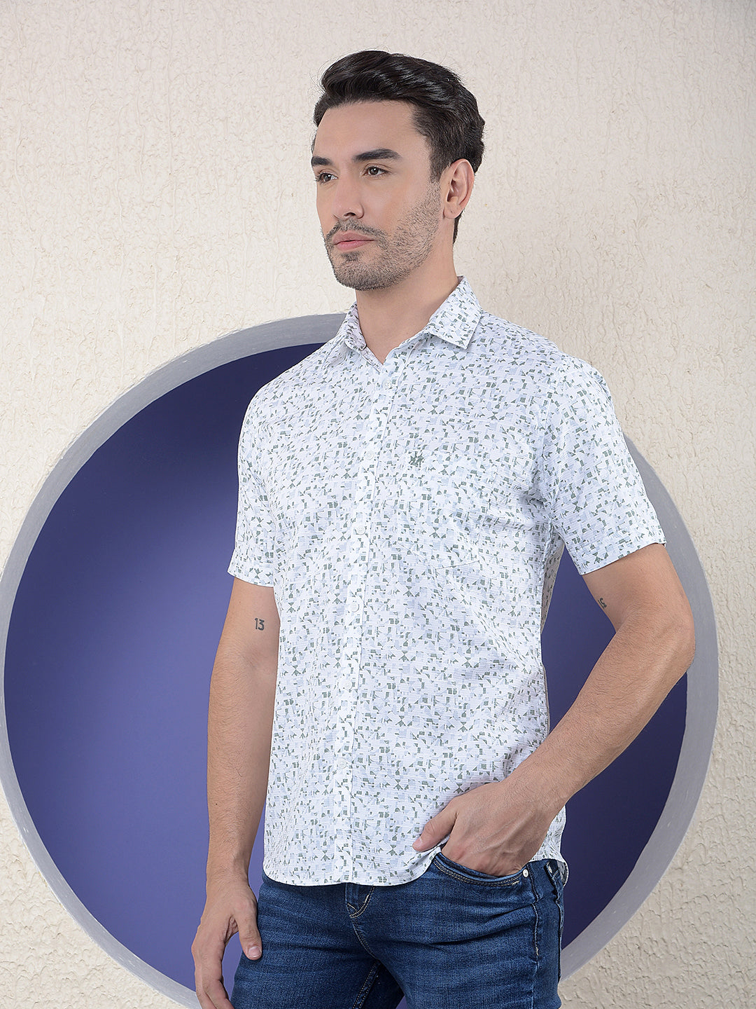White Printed 100% Cotton Shirt-Men Shirts-Crimsoune Club