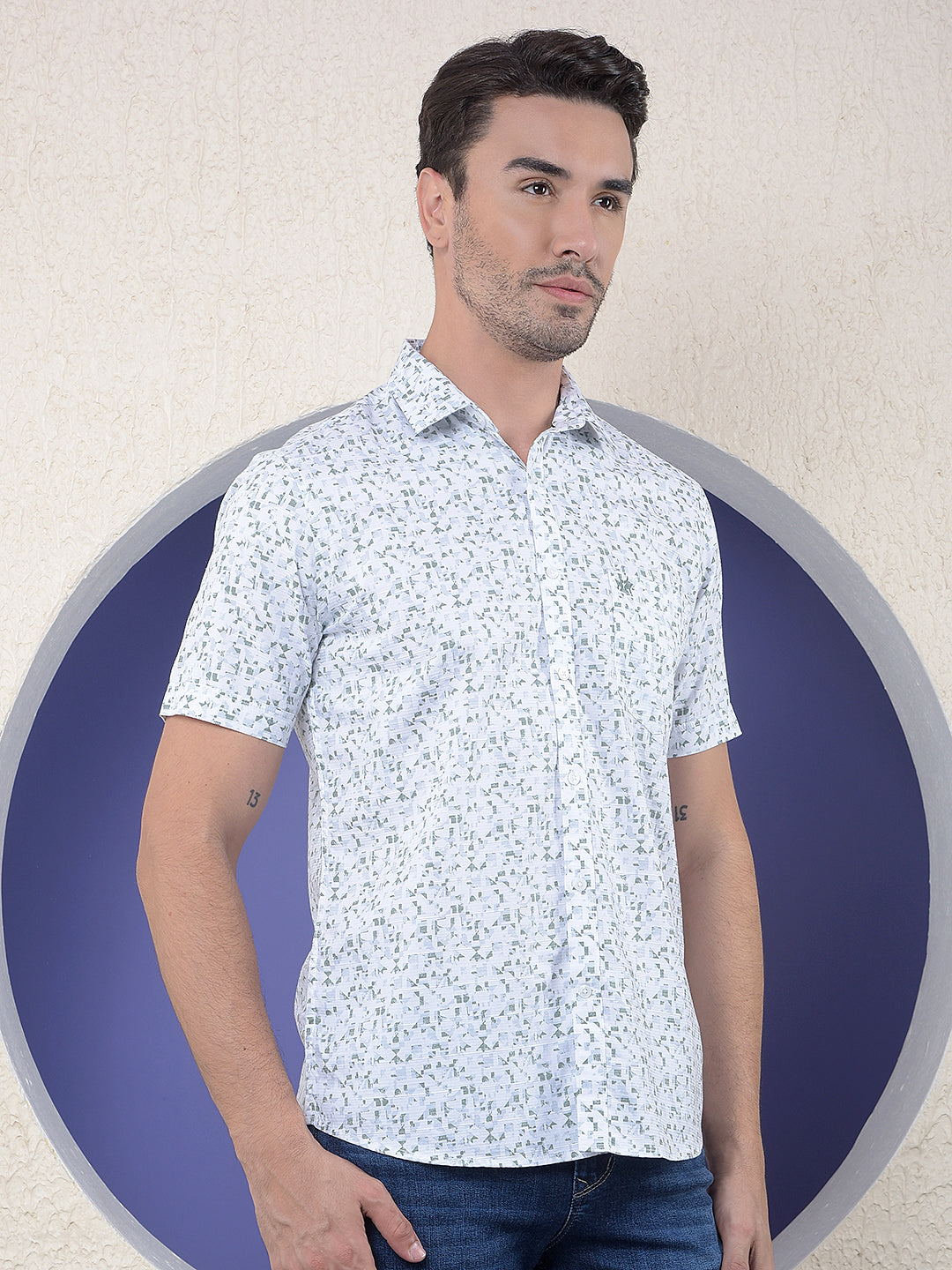 White Printed 100% Cotton Shirt-Men Shirts-Crimsoune Club