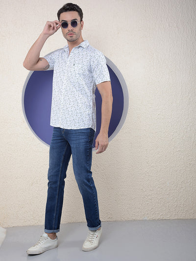 White Printed 100% Cotton Shirt-Men Shirts-Crimsoune Club