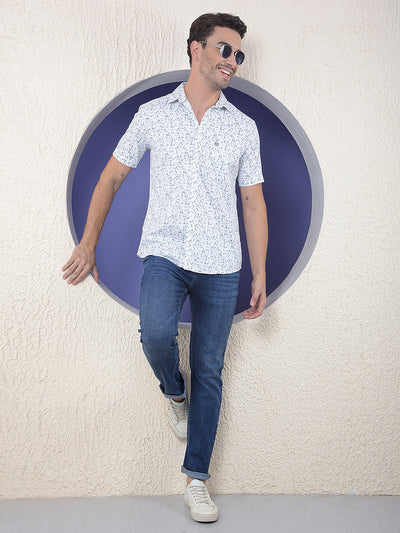 White Printed 100% Cotton Shirt-Men Shirts-Crimsoune Club