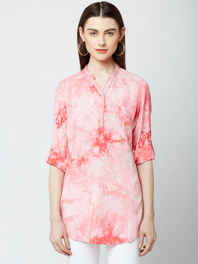 Pink Printed Tops-Women Tops-Crimsoune Club