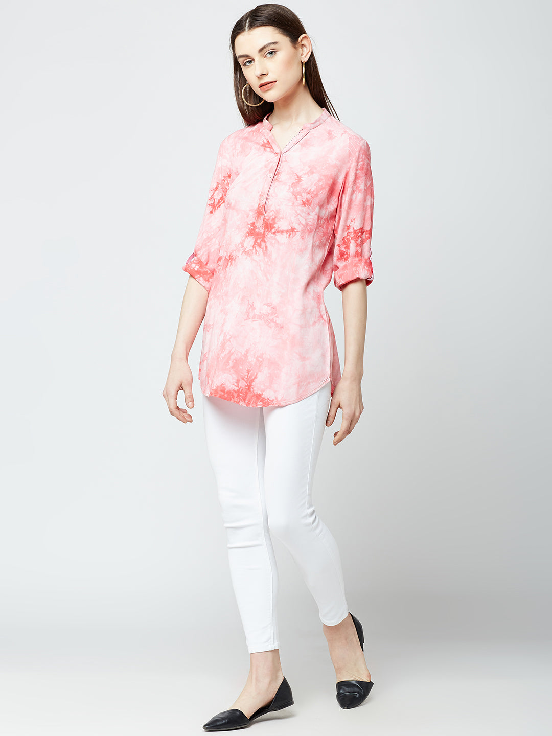 Pink Printed Tops-Women Tops-Crimsoune Club