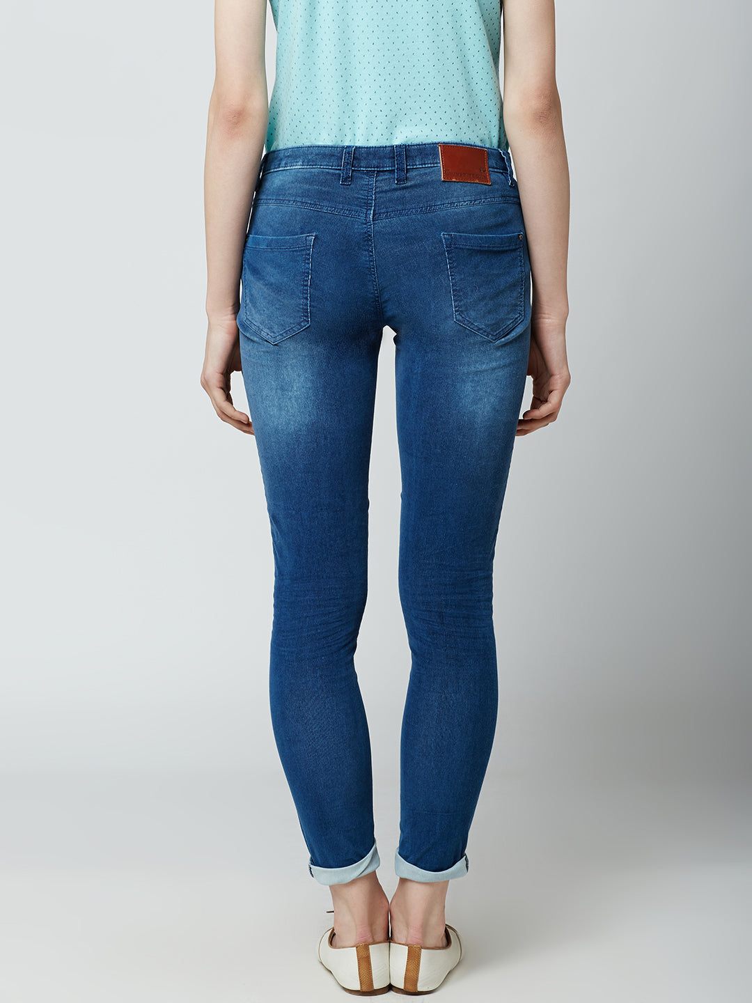 Blue Solid Jeans-Women Jeans-Crimsoune Club